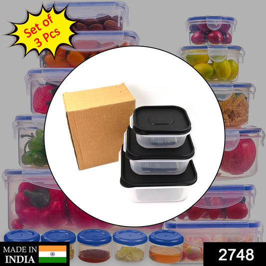 2748 3 Pc Square Container used by various types of peoples for storing their types of stuffs and all purposes. DeoDap