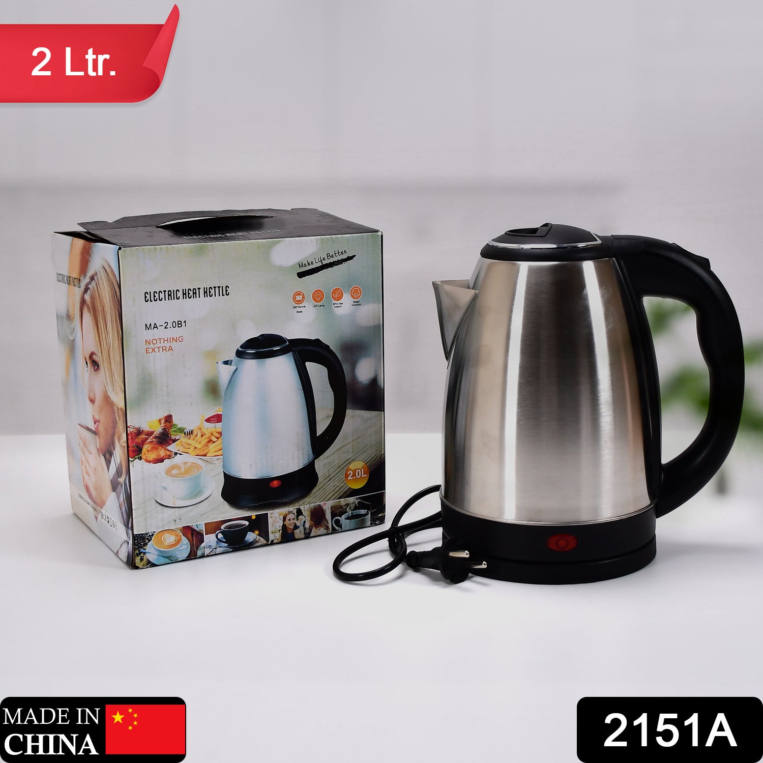 ﻿2151A Electric Kettle | Super fast Boiling | 2Litres | Water Tea Coffee Instant Noodles Soup DeoDap