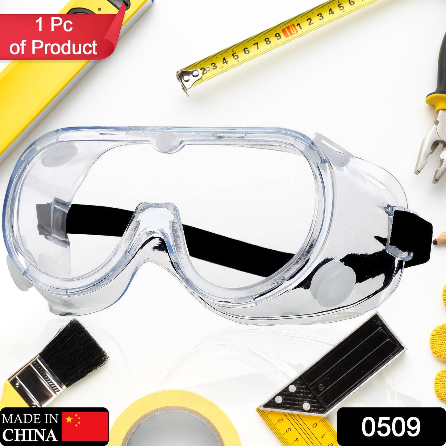 0509 Safety Goggles, Technic Safety Goggles Protection for Classroom Home & Workplace Prevent The Impact of Dust Droplets Gas Protection Glass DeoDap