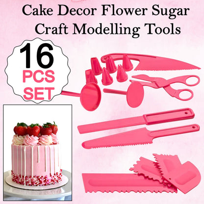 2471 Plastic 16 Patterns Fondant Cake Decor Flower Sugar Craft Modelling Tools DeoDap