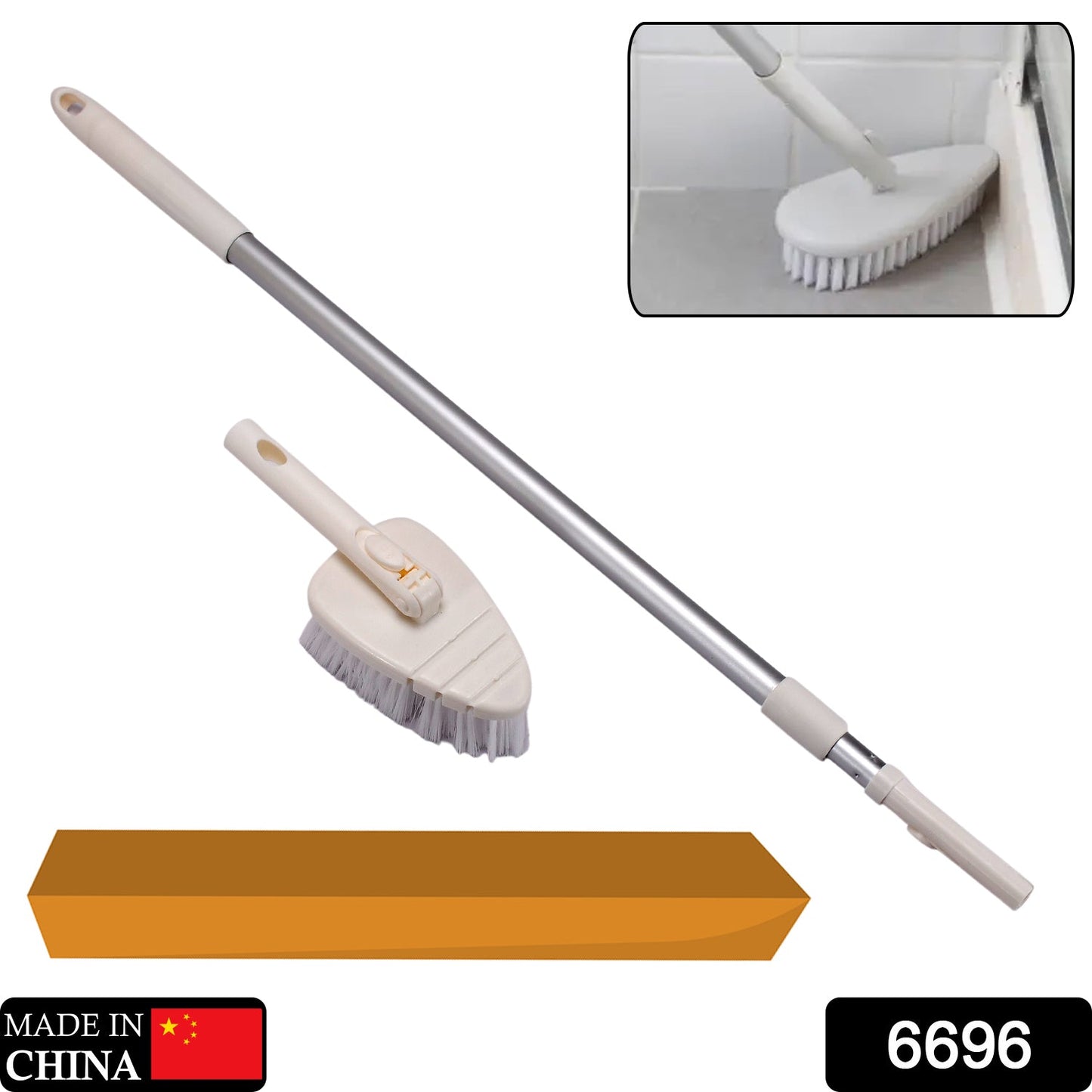 6696 Housekeeping Multi-Functional Hard Bathroom Floor Triangle Tile & Floor Cleaning  Brush Long DeoDap