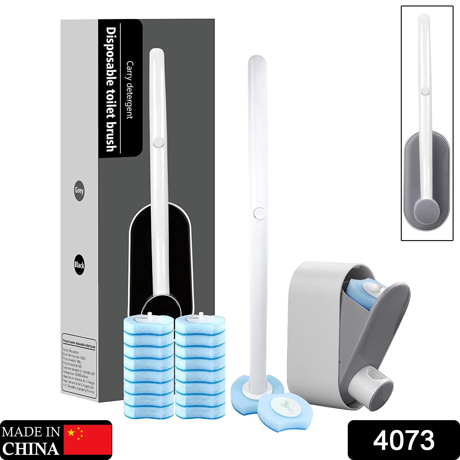 4073 Disposable Toilet Brush Set with 8 Toilet Wand Sponge Refills. Toilet Bowl Brush for Bathroom DeoDap