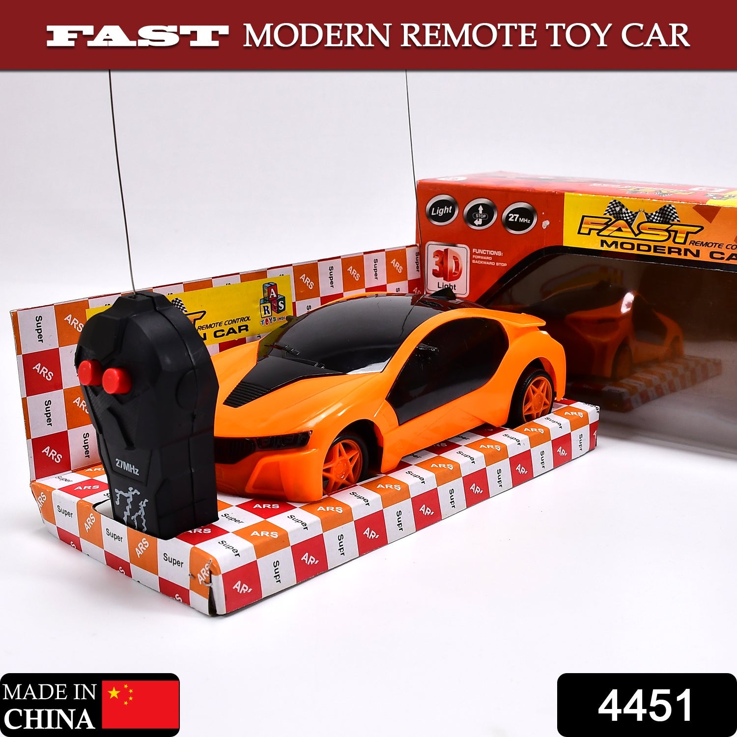 4451 Remote Control Fast Modern Racing Car 3D Light with Go Forward And Backward DeoDap