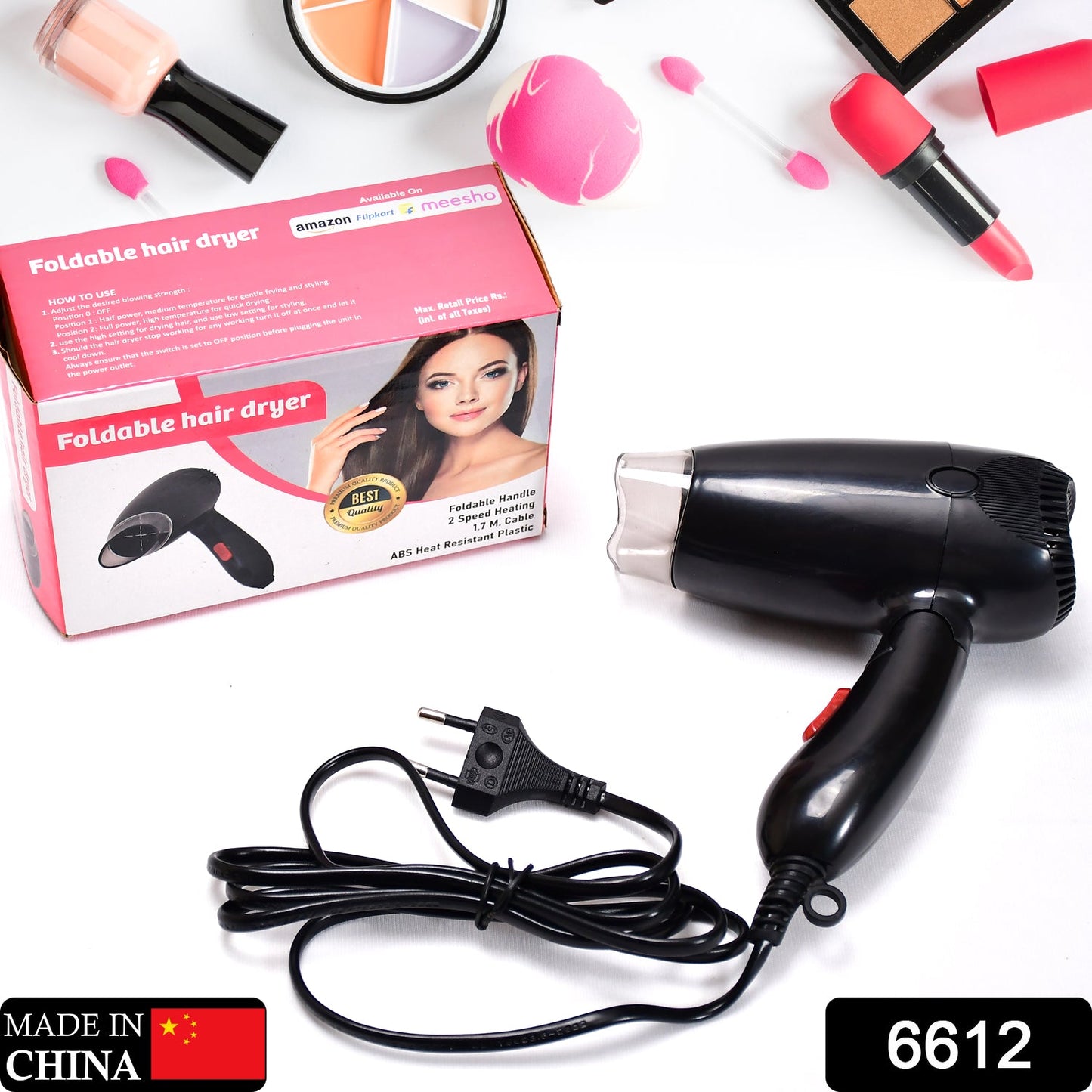 6612 Hair Dryer With Foldable Handle For Easy Portability And Storage DeoDap