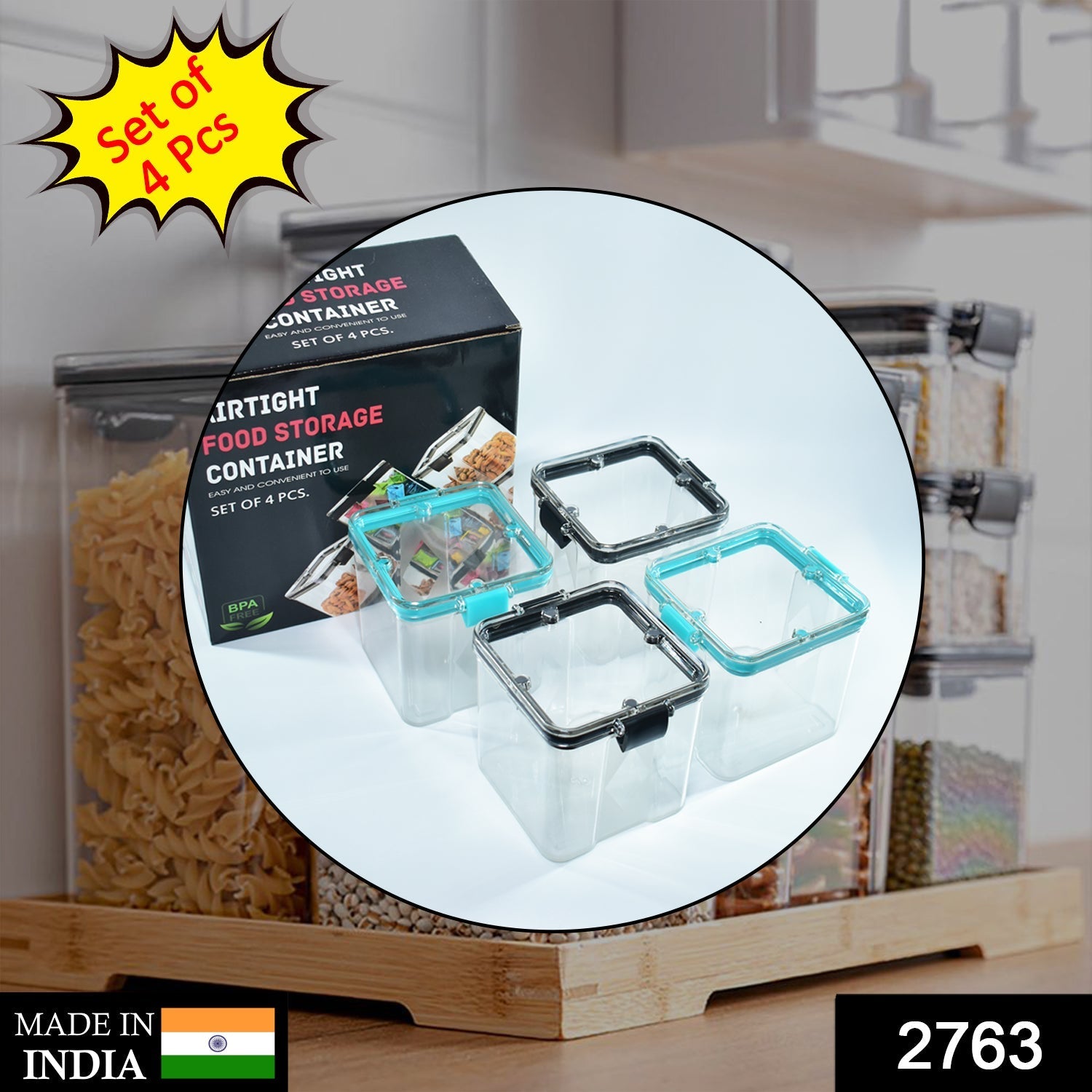 2763 4Pc Square Container 700Ml Used For Storing Types Of Food Stuffs And Items. DeoDap