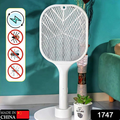 1747 Mosquito Killer Racket | Rechargeable Automatic Electric Fly Swatter | Mosquito Zapper Racket with UV Light Lamp | Mosquito Swatter with USB Charging Base | Electric Insect Killer Racket Machine Bat DeoDap