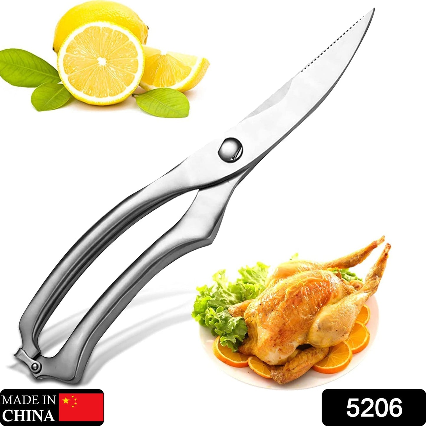 5206 Heavy Duty Stainless Steel Poultry Shears, Premium Ultra Sharp Spring-Loaded Kitchen DeoDap