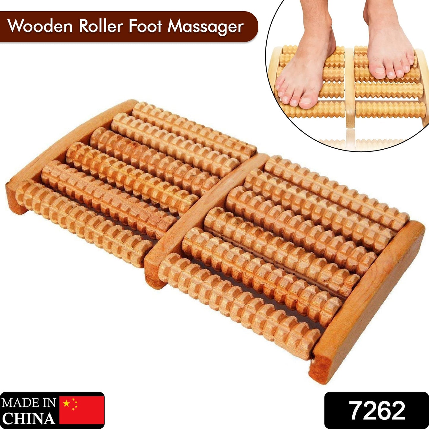 7262 Wooden Foot Massager Roller Reflexology Foot Massager for Increase Blood Circulation and Plantar Fasciitis Relieve Pain DeoDap