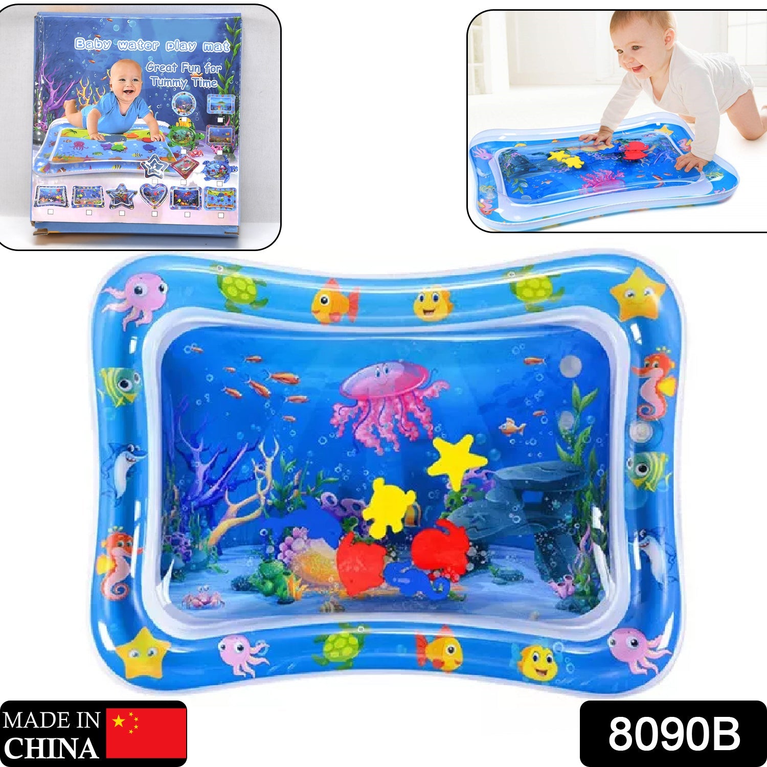 8090B Baby Kids Water Play Mat Toys Baby Slapped Pad Water & Leak Proof Baby Carpet Inflatable, Fun & Play Centre Indoor and Outdoor Water Play Mat DeoDap