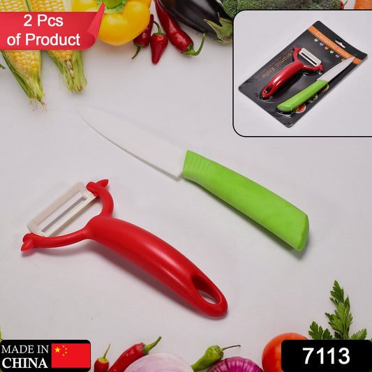 7113 Kitchen Knife for Clean and Exceptionally Sharp Cuts with Ceramic Peeler DeoDap