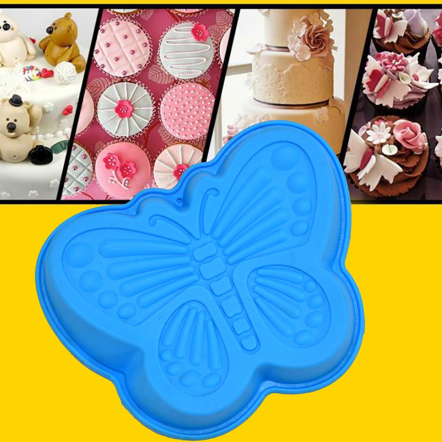 2679 Butterfly Shape Cake Cup Liners I Silicone Baking Cups I Muffin Cupcake Cases I Microwave or Oven Tray Safe I Molds for Handmade Soap, Biscuit, Chocolate, Muffins, Jelly – Pack of 4 DeoDap