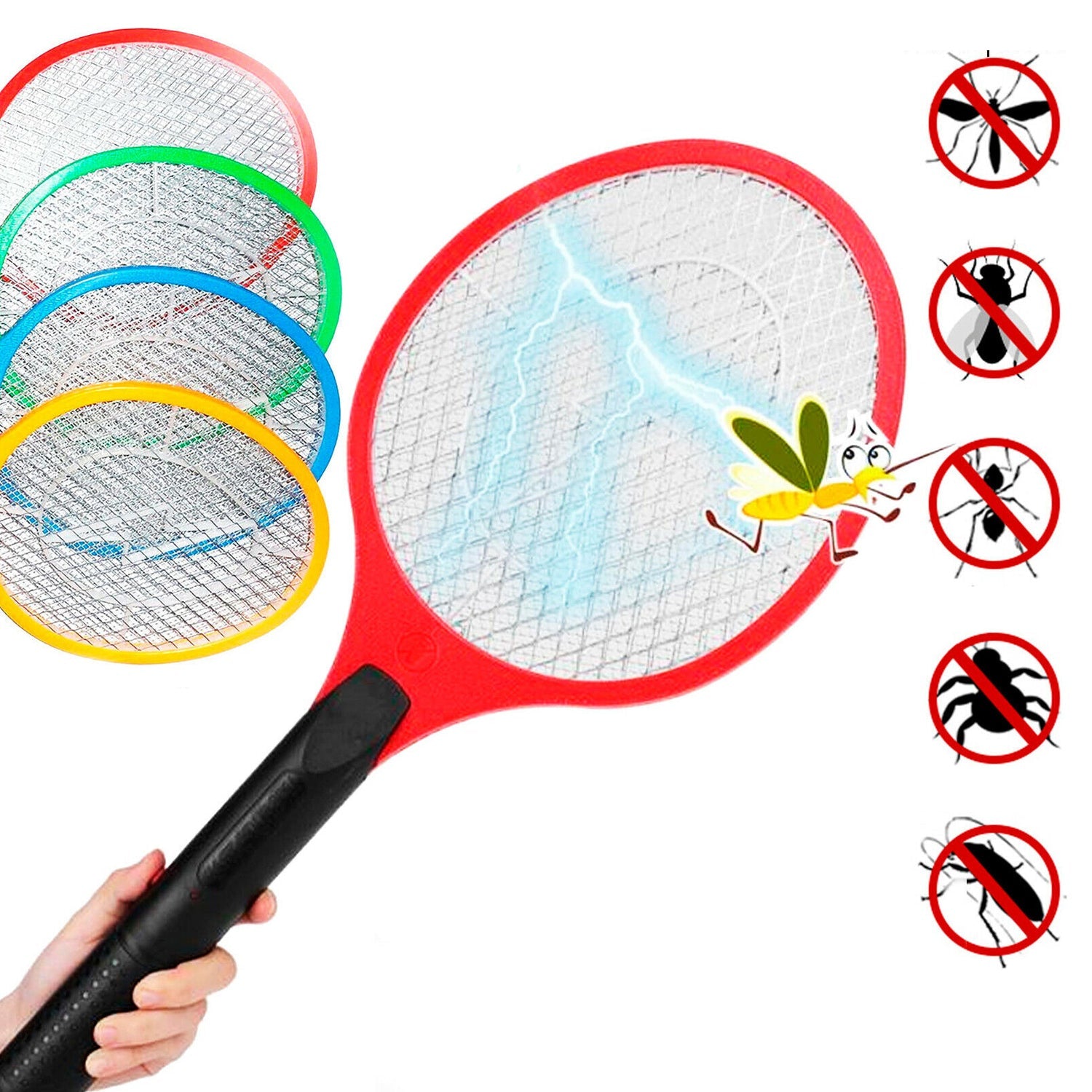 1724 Mosquito Killer Racket Rechargeable Handheld Electric Fly Swatter Mosquito Killer Racket Bat, Electric Insect Killer (Quality Assured) (with cable) DeoDap