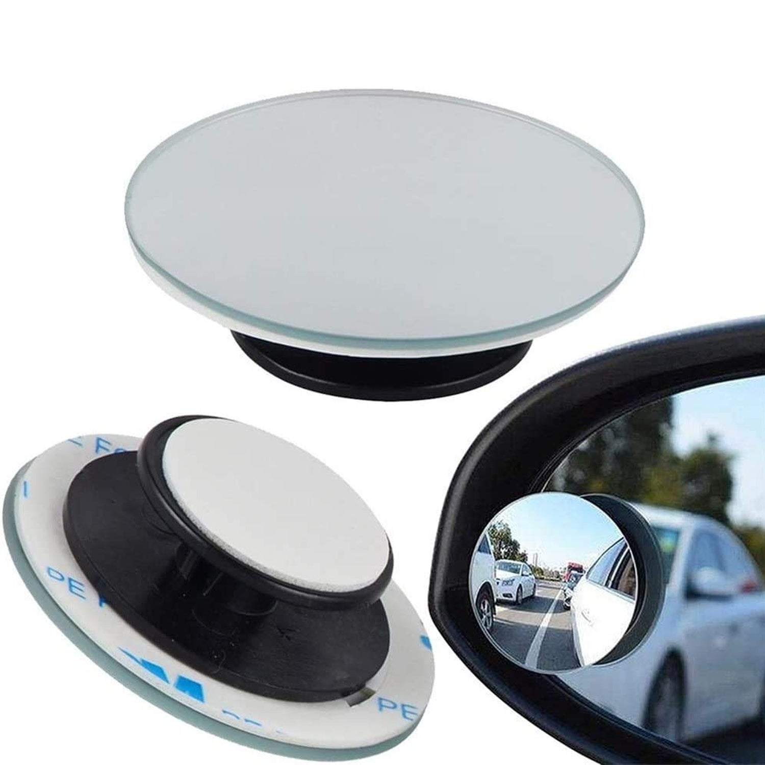 1512 Blind Spot Round Wide Angle Adjustable Convex Rear View Mirror - Pack of 2 DeoDap