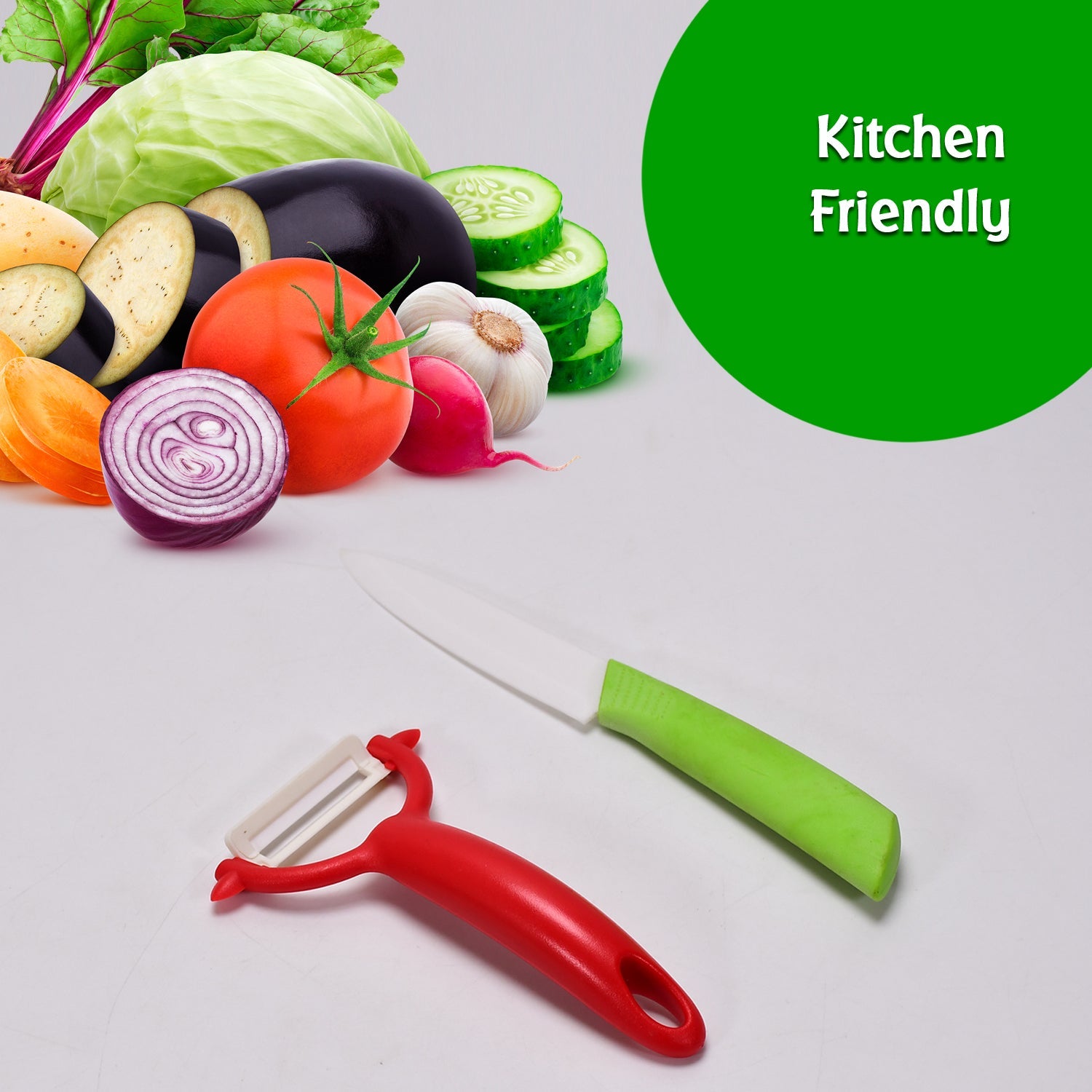 7113 Kitchen Knife for Clean and Exceptionally Sharp Cuts with Ceramic Peeler DeoDap