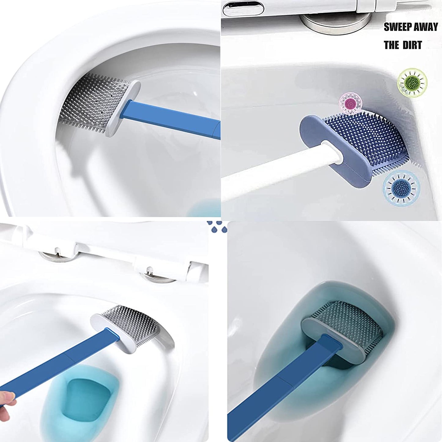 7683 Toilet Brush Set , Toilet Brush And Holder Set, Anti-Slip Handle Silicone Toilet Brush And Small Cleaning Brush , DeoDap