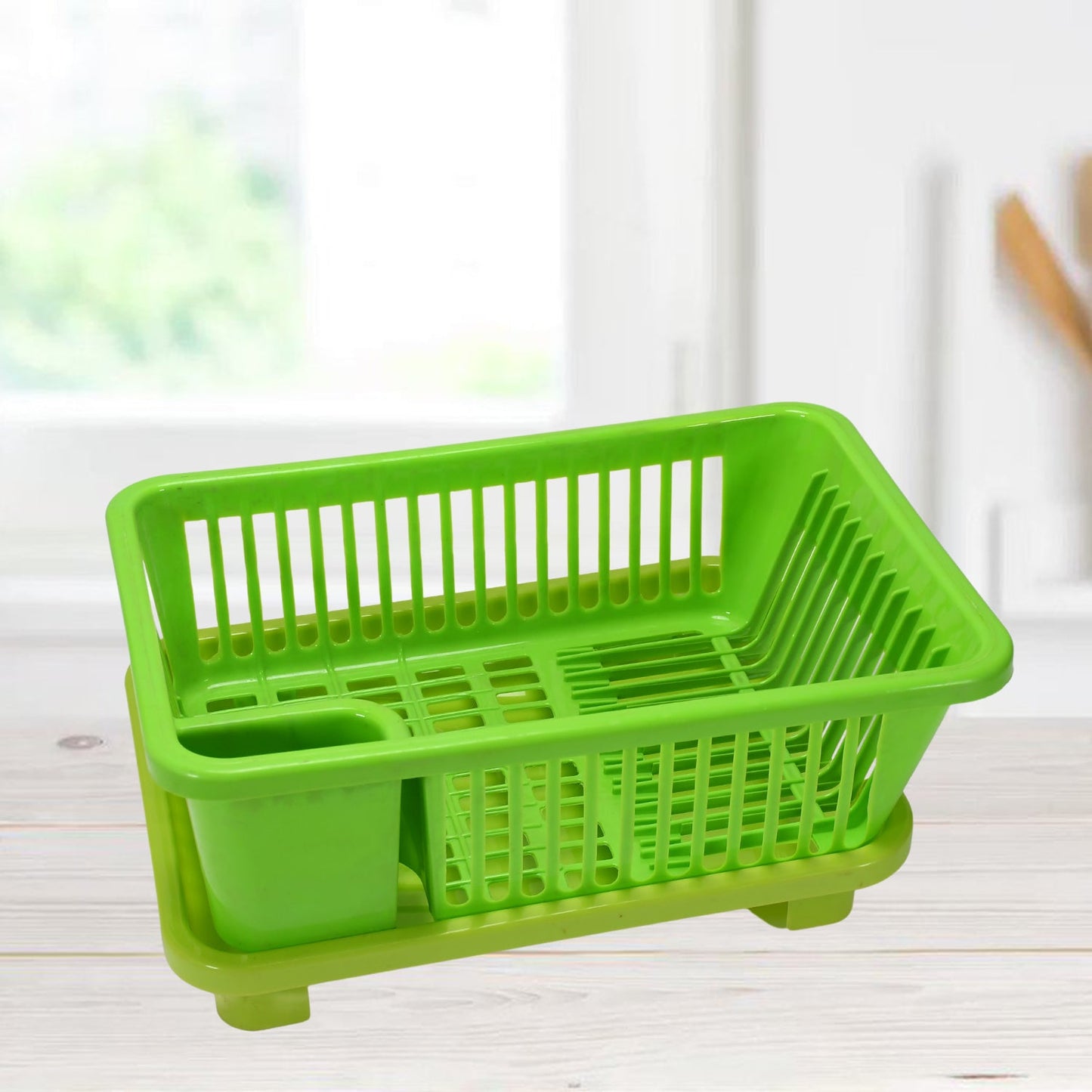 1134 Durable Plastic Large Sink Set Dish Rack Drainer with Removable Tray for Kitchen DeoDap