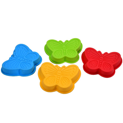 2679 Butterfly Shape Cake Cup Liners I Silicone Baking Cups I Muffin Cupcake Cases I Microwave or Oven Tray Safe I Molds for Handmade Soap, Biscuit, Chocolate, Muffins, Jelly – Pack of 4 DeoDap