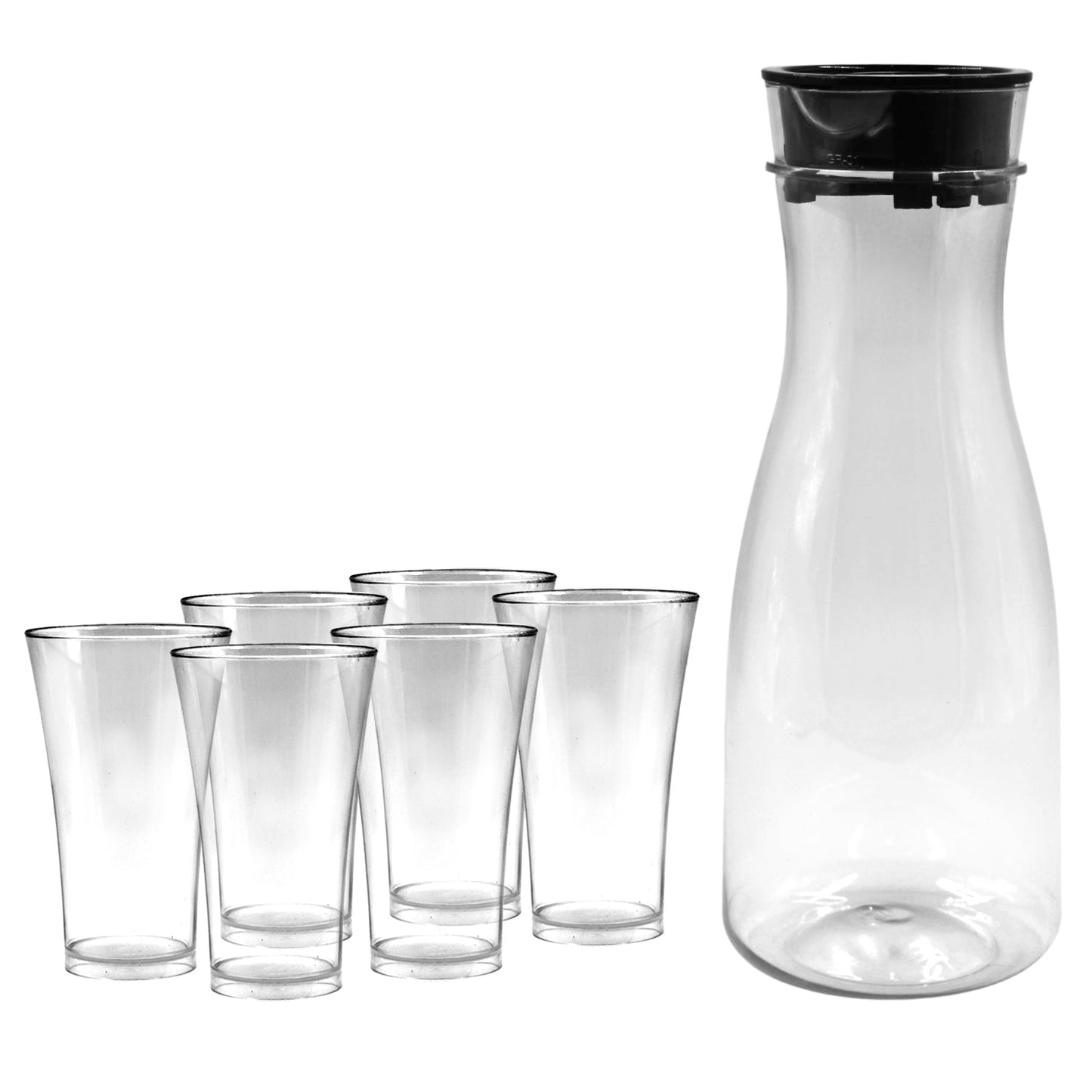 076_Transparent Unbreakable Water Juicy Jug and 6 Pcs. Glass Combo Set for Dining Table Office Restaurant Pitcher DeoDap