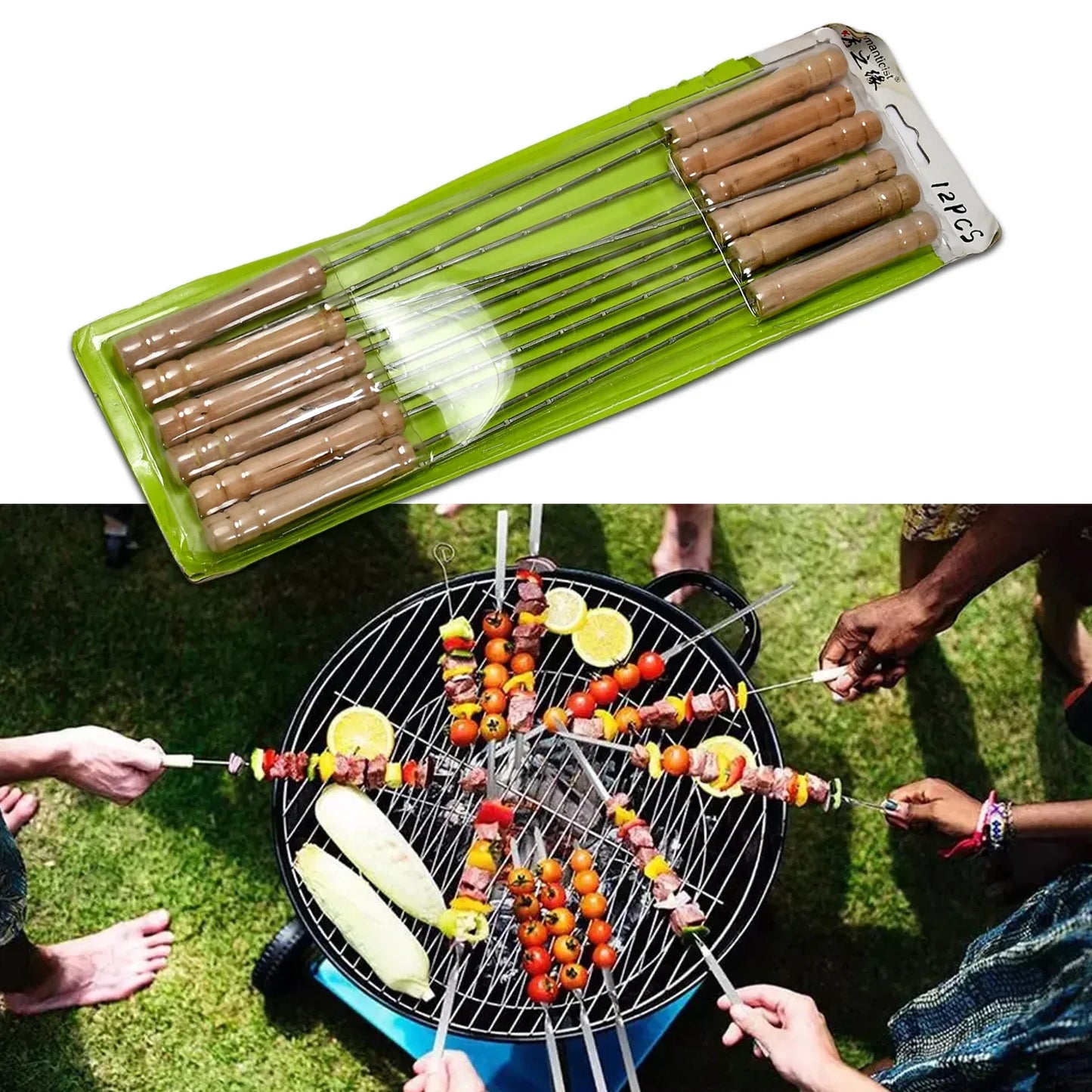 7118 Barbecue Skewers for BBQ Tandoor, Grill (Pack Of 12) DeoDap