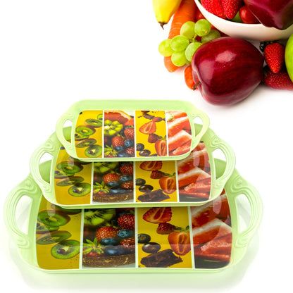 5211 Serving Tray Set 3 pcs  Different Size For Kitchen & Office Use DeoDap