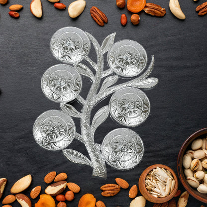 2238A Zoomkha Tree Shape 6Pc Storage Serving Tray Multipurpose Snack And Dry Fruit Serving Tray For Home Use DeoDap