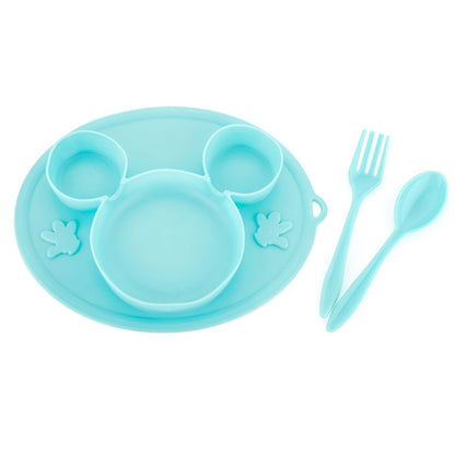 5209 Silicon Micky Plate And 1 Spoon & 1 Fork Card Paking ( 1 Pc Product) DeoDap