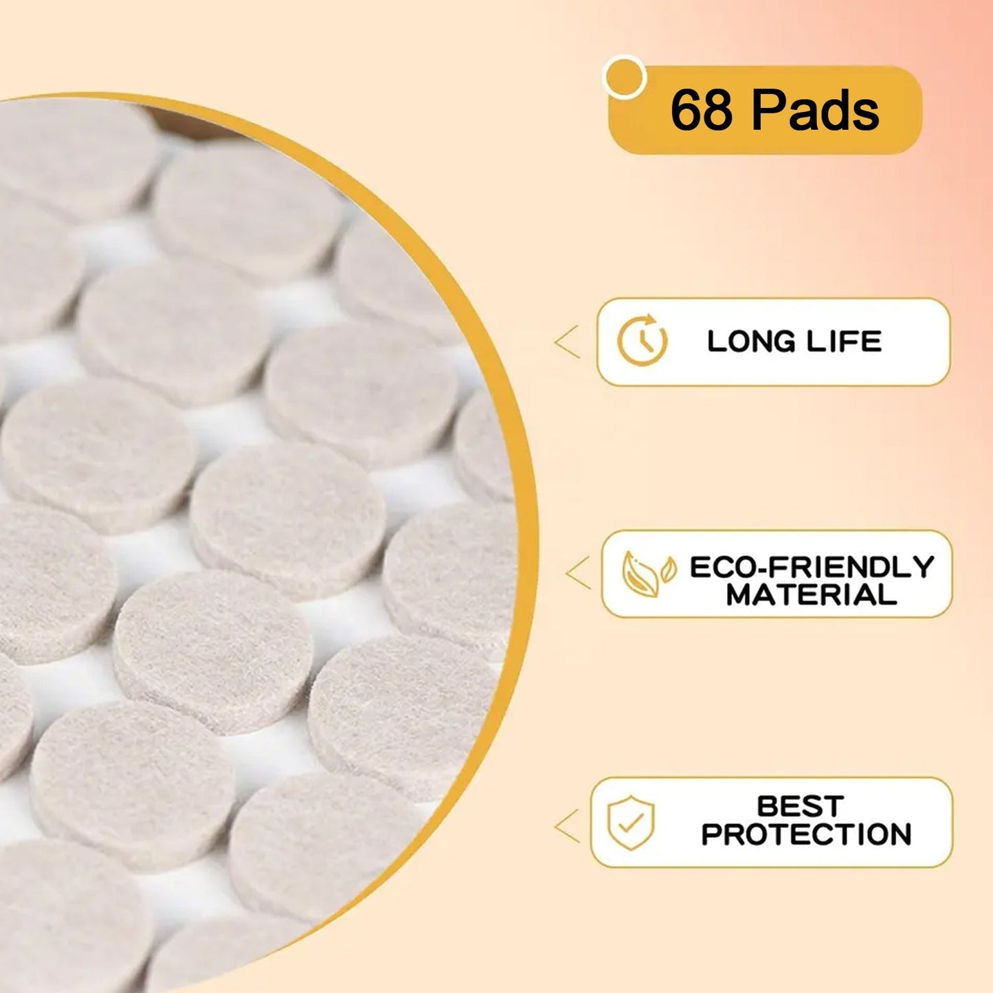 9045 Furniture Pads Round Self-stick Non-slip Anti-scratch Felt Pads Floors Protector DeoDap