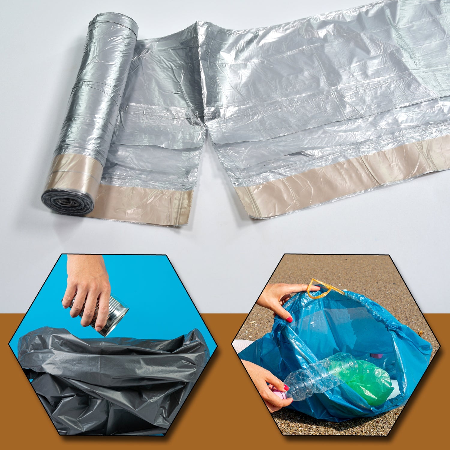 9252 1Rolls Garbage Bags/Dustbin Bags/Trash Bags 45x50Cm DeoDap