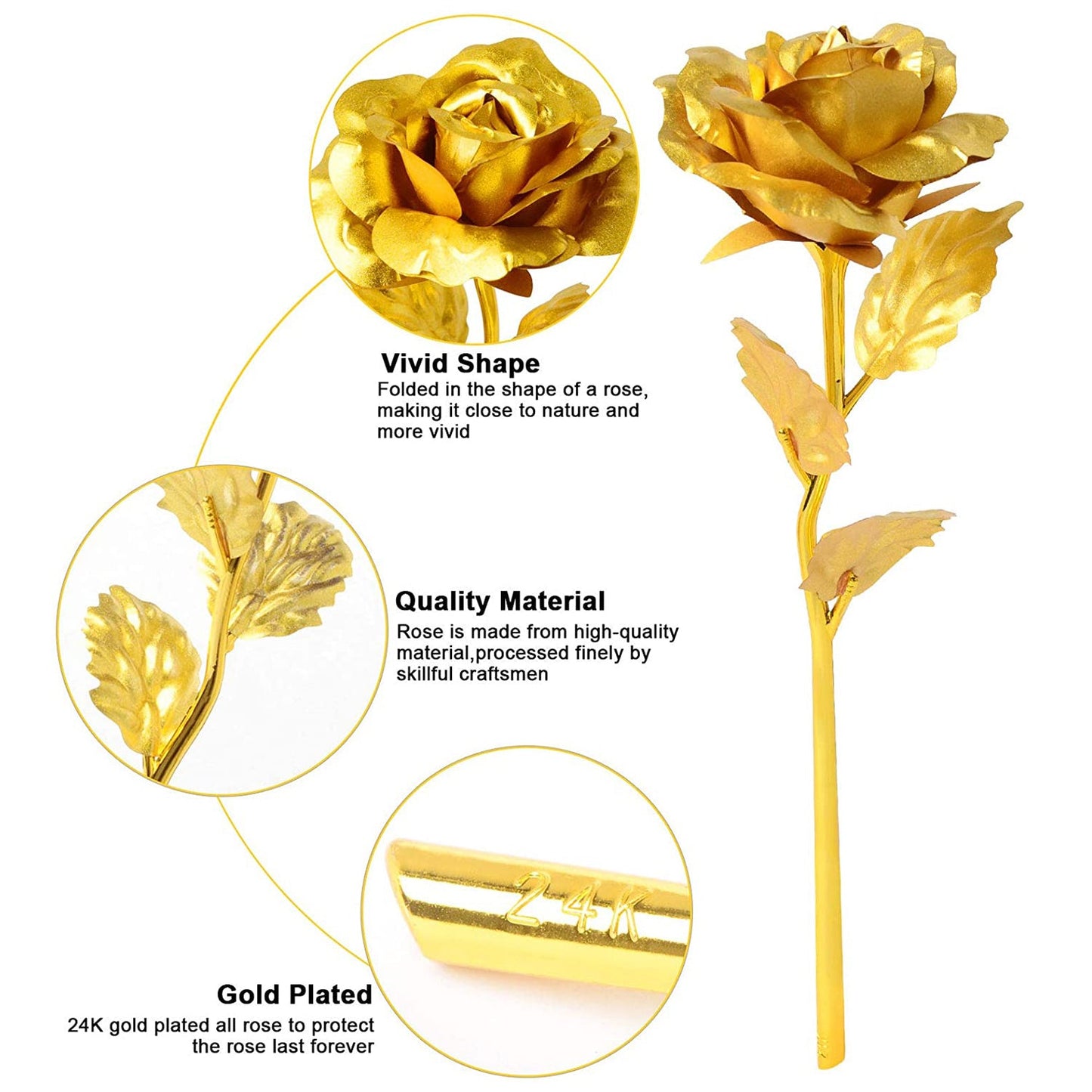 0606 Luxury Decorative Gold Plated Artificial Golden Rose with Premium Box DeoDap