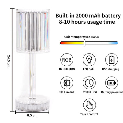 6605 Crystal Table Lamp , Touch Control Atmosphere Nightstand Lamp With USB Charging Line DeoDap