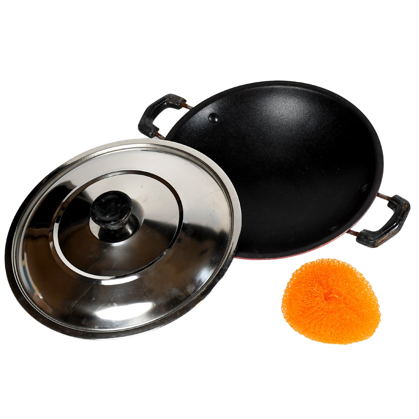 7135 Nonstick Kadhai With Lid Deep Frying Pan, Kadhai with Lid for Cooking, Biryani Pot DeoDap