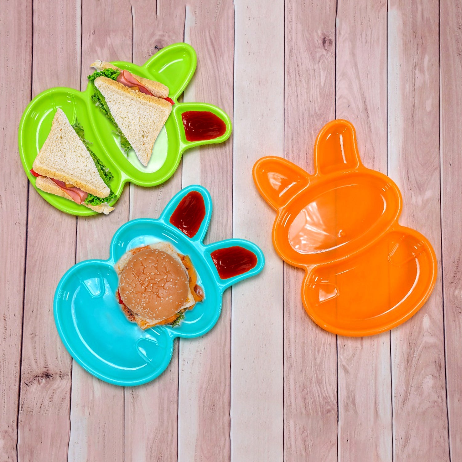 7101 Rabbit Shape Dish 6 pcs For Kids (multicolor) DeoDap