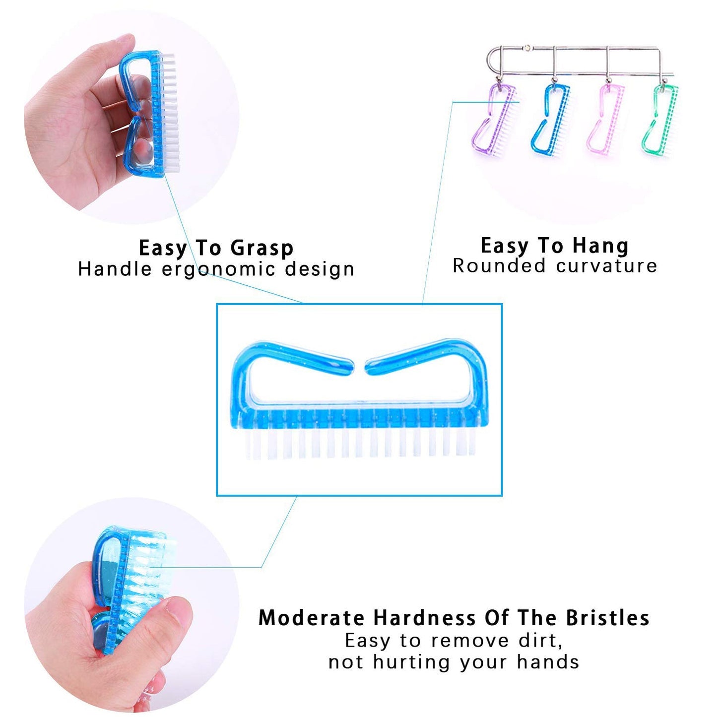 6617 Handle Grip Nail Brush Hand Finger Toe Nail Cleaning Brush Manicure Pedicure Scrubbing Cleaner For Regular Use DeoDap