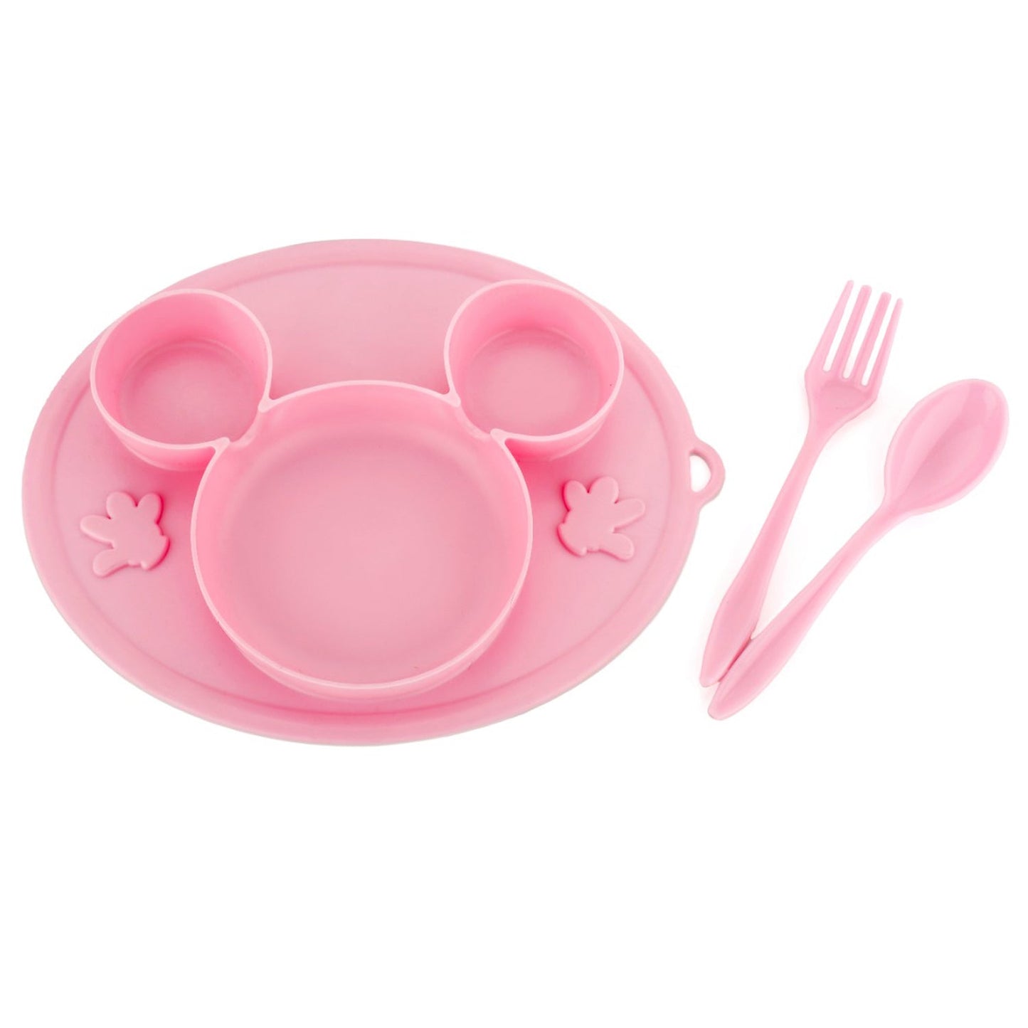 5209 Silicon Micky Plate And 1 Spoon & 1 Fork Card Paking ( 1 Pc Product) DeoDap