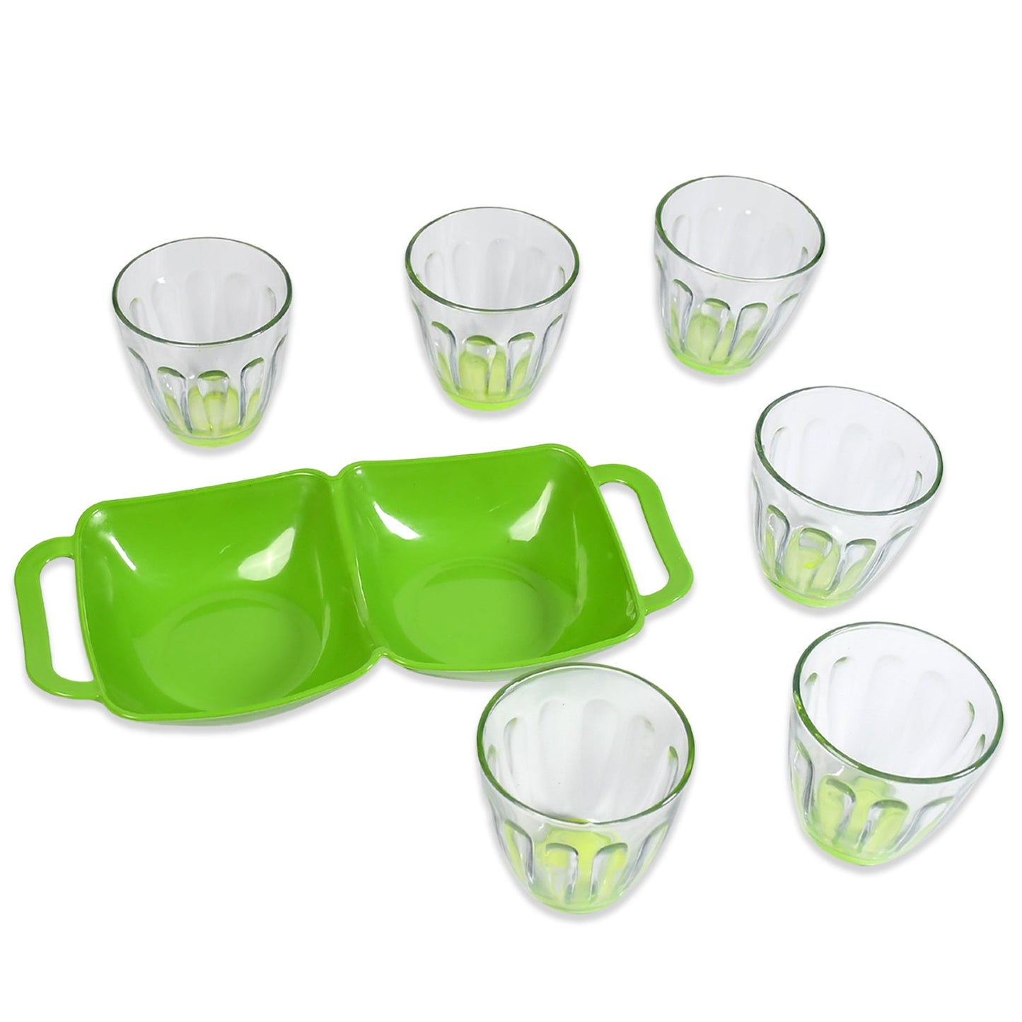 7138 Glass and Plate set  Serving Food and Drink &  MultiUse Set For Home & Kitchen Use DeoDap