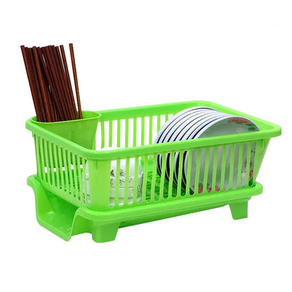 1134 Durable Plastic Large Sink Set Dish Rack Drainer with Removable Tray for Kitchen DeoDap