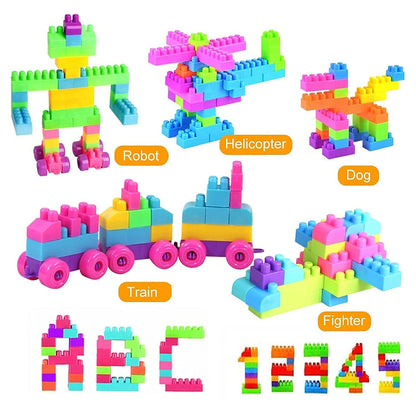 8094 Blocks Set for Kids, Play Fun and Learning Blocks for Kids Games for Children Block Game Puzzles Set Boys, Children (Multicolor, 60 Bricks Blocks) DeoDap