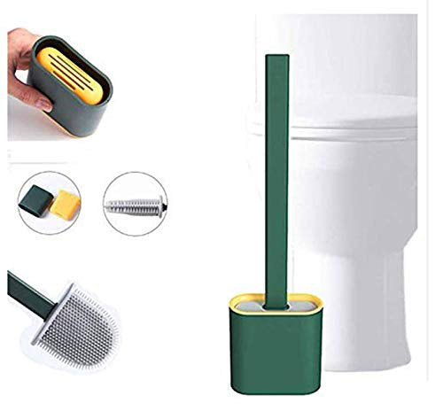 1410 Silicone Toilet Brush with Holder Stand  for Bathroom Cleaning DeoDap