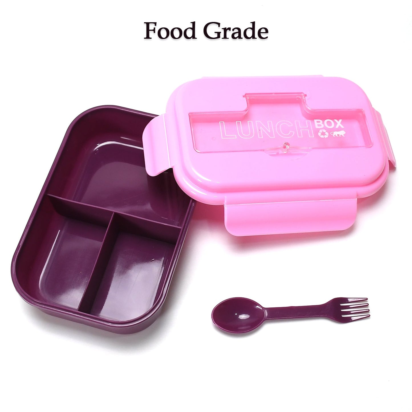 2809V LUNCH BOX 3 COMPARTMENT PLASTIC LINER LUNCH CONTAINER, PORTABLE TABLEWARE SET FOR OFFICE , SCHOOL & HOME USE DeoDap