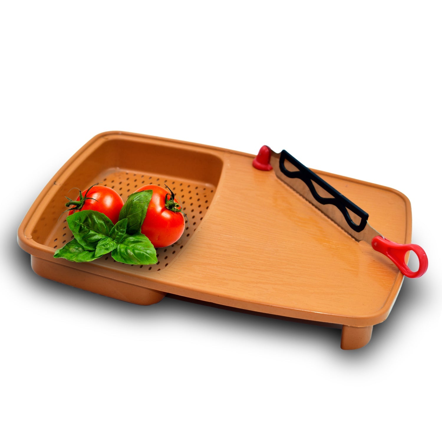 2103 Thick Plastic Kitchen Chopping Cutting Slicing Tray with Holder DeoDap