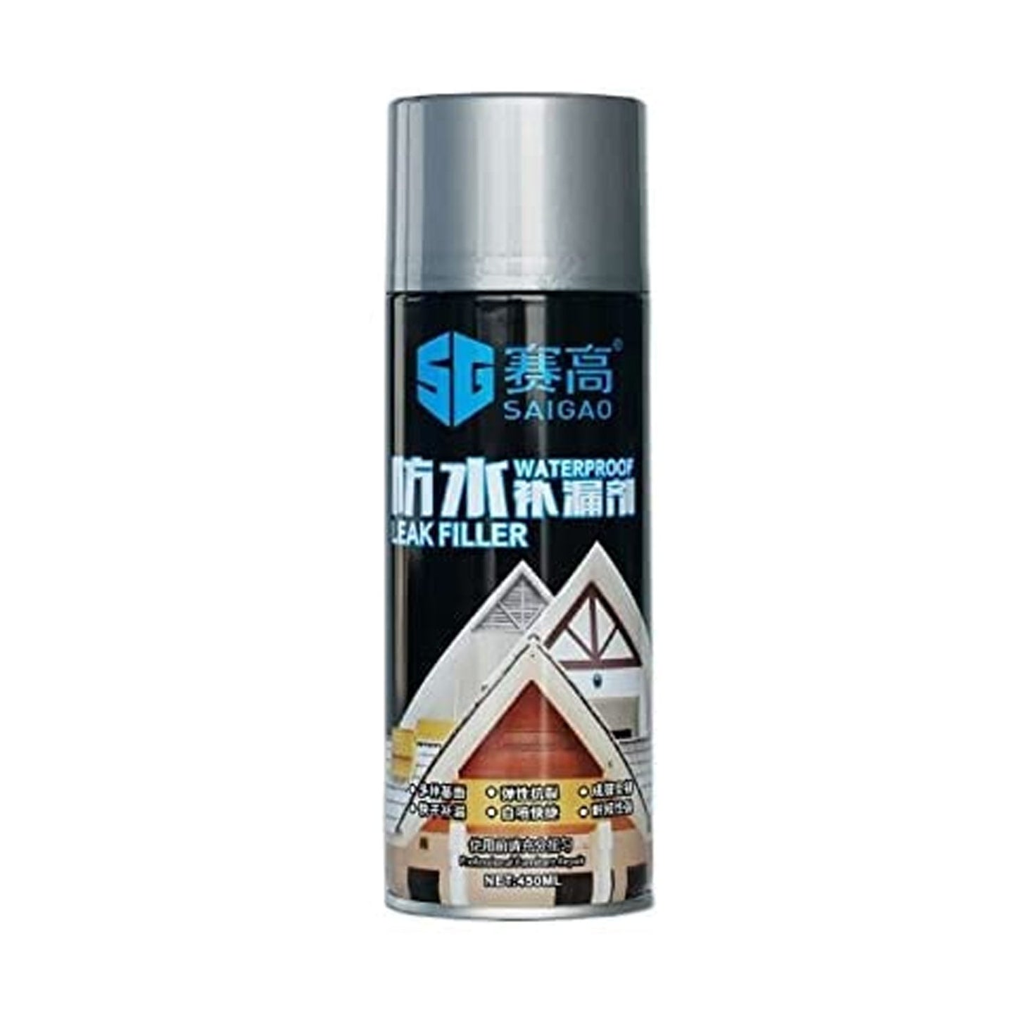 1332 Waterproof Leak Filler Spray Rubber Flexx Repair & Sealant - Point to Seal Cracks Holes Leaks Corrosion More for Indoor Or Outdoor Use Black Paint (450 Ml) DeoDap