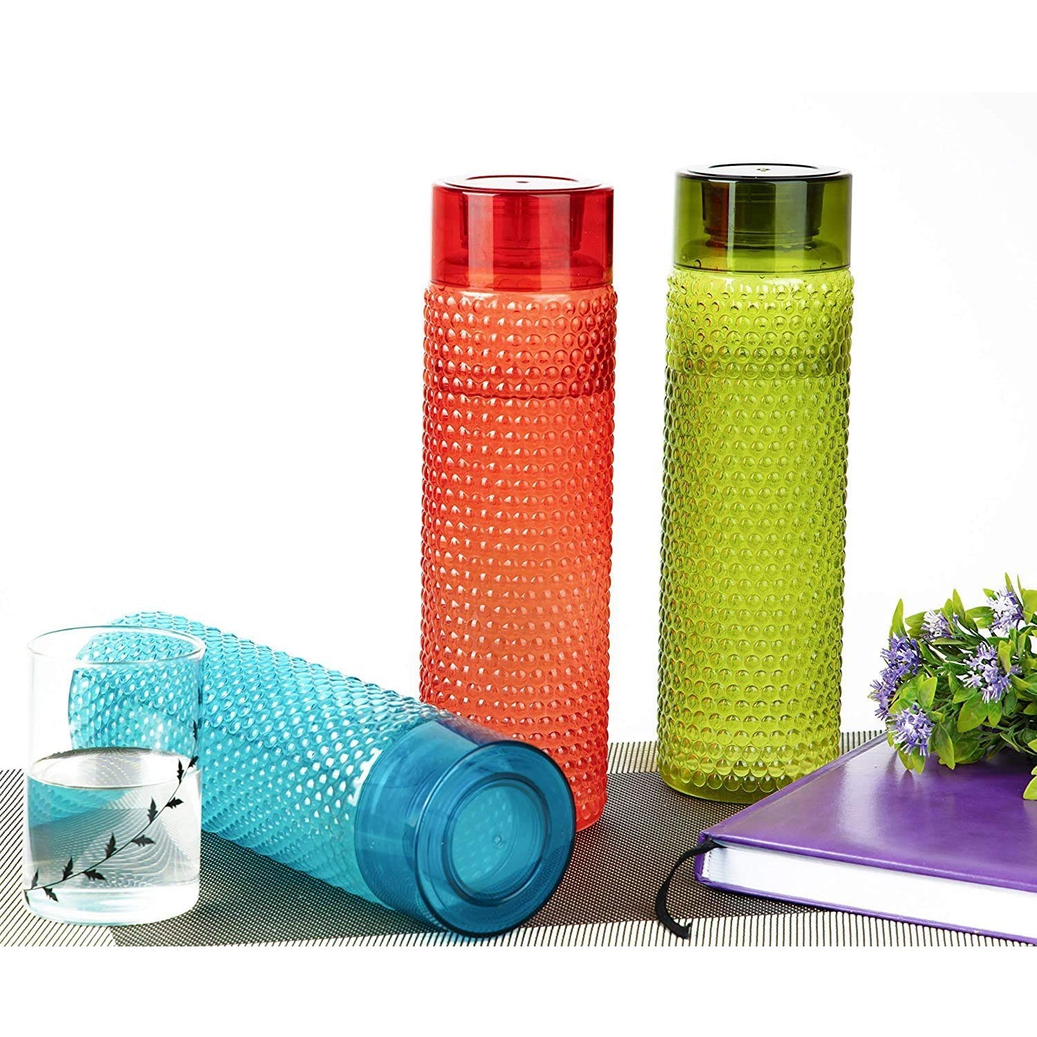 5270 Water Bottle Bubble Shape Designer Water Bottles for Fridge School College Use, Capacity 1000ml ( 3 pc ) DeoDap