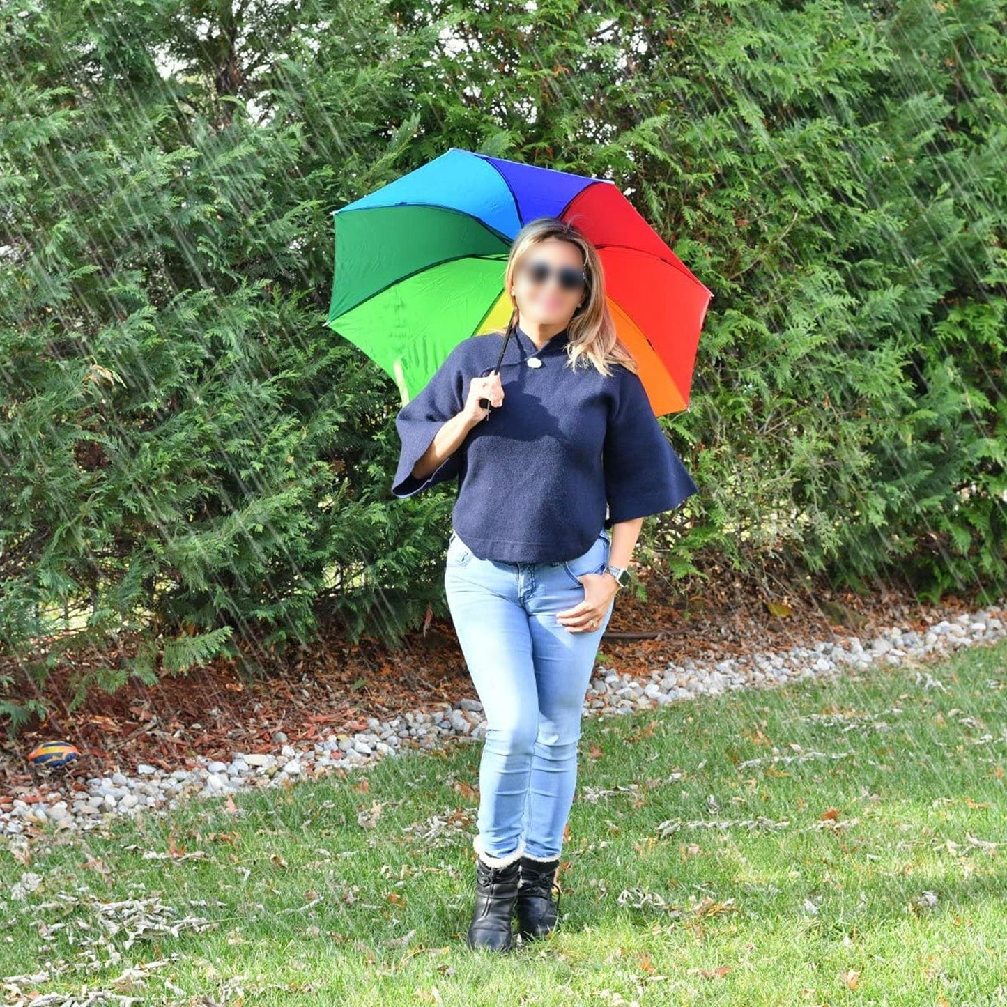 9105 Rainbow Umbrella for Men & Women (Multicolor) DeoDap