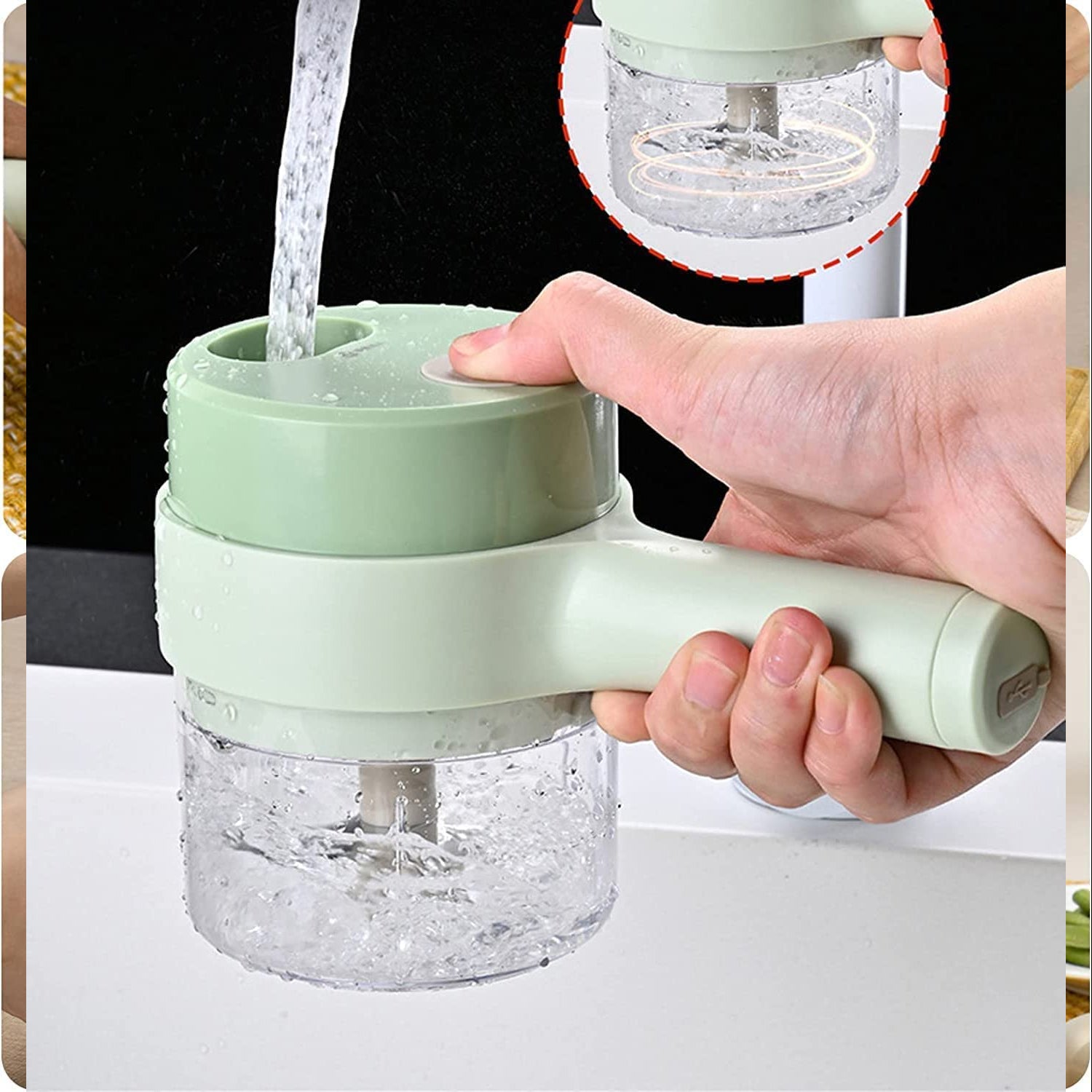 0142A  4 IN 1 ELECTRIC HANDHELD COOKING HAMMER VEGETABLE CUTTER SET ELECTRIC FOOD CHOPPER MULTIFUNCTION VEGETABLE FRUIT SLICER DeoDap