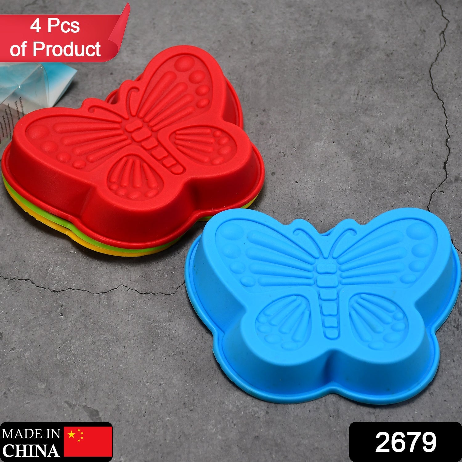 2679 Butterfly Shape Cake Cup Liners I Silicone Baking Cups I Muffin Cupcake Cases I Microwave or Oven Tray Safe I Molds for Handmade Soap, Biscuit, Chocolate, Muffins, Jelly – Pack of 4 DeoDap