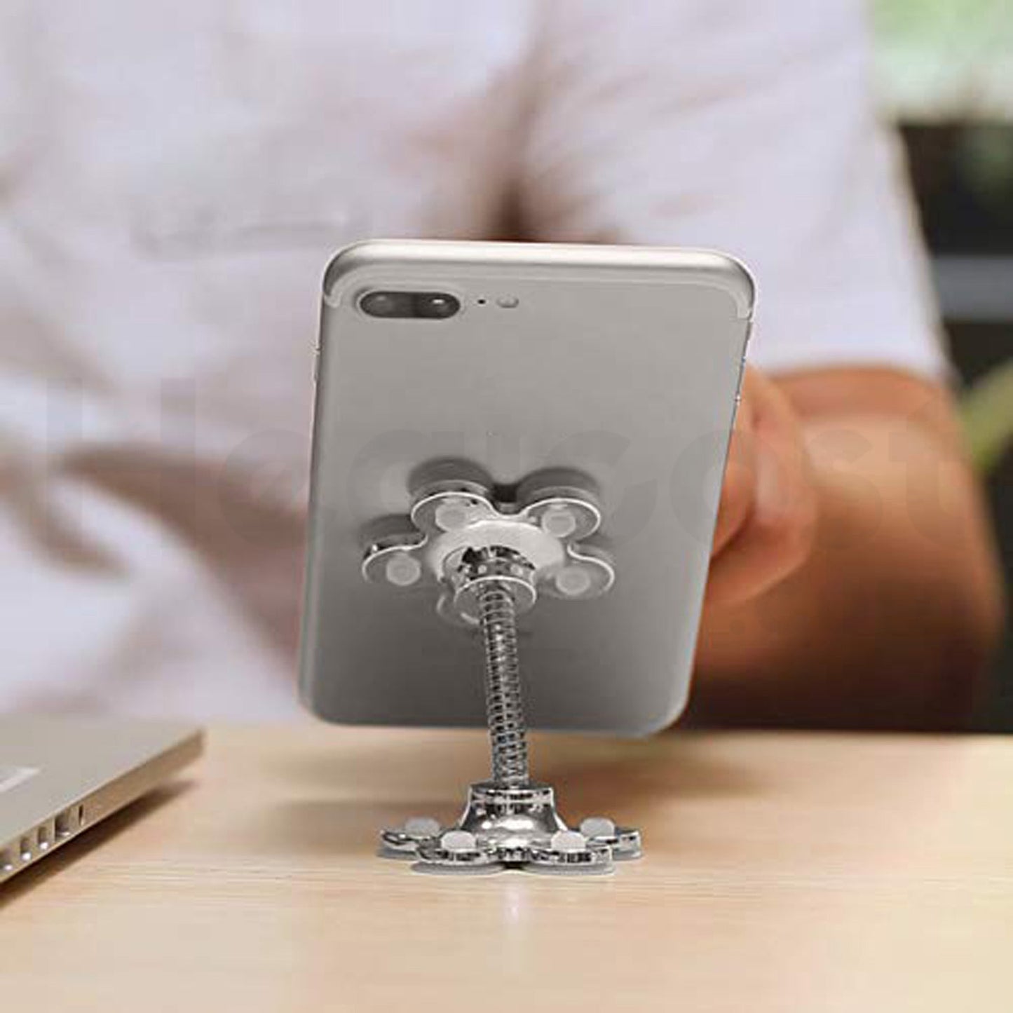 0637A Phone Holder, 360°Rotatable Phone Stand Multi-Function Double-Sided Suction Cup Mobile Phone Holder DeoDap