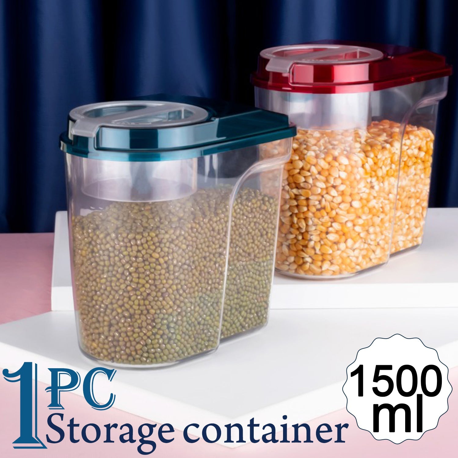 2466 Plastic Storage container Set with Opening Mouth 1500ml DeoDap