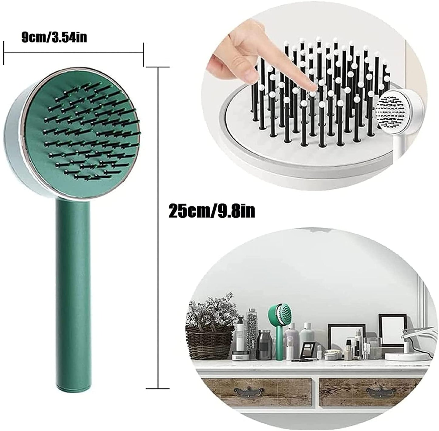 6034﻿ Air Cushion Massage Brush, Airbag Massage Comb with Long Handle, Self-Cleaning Hair Brush, Detangling Anti-Static for All Hair DeoDap