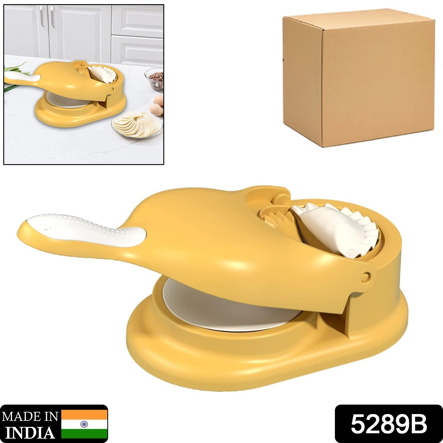 5289B Dumpling Press Mould for Gujiya , Ghughra , Momos Making, 2 in 1 Dumpling Maker Mould Machine, Kitchen Dumpling Making Tool ( Brown Box ) DeoDap