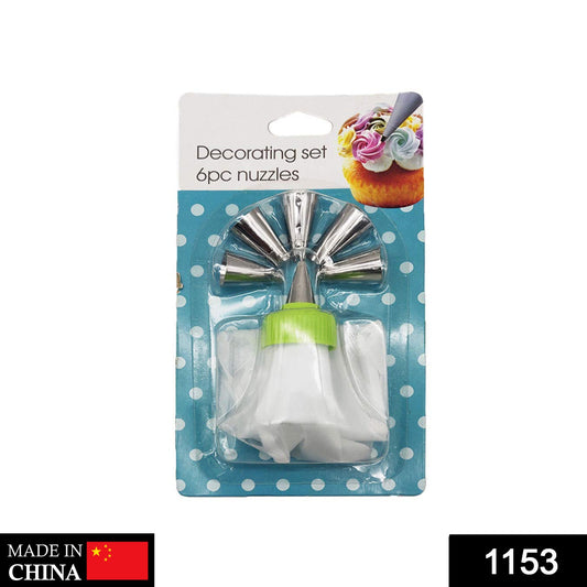 1153 Cake Decorating Nozzle with Piping Bag (Pack of 6) DeoDap